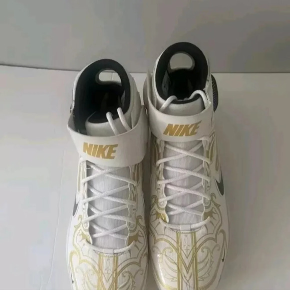 Nike React Alpha Huarache Elite 3 Mid Gold Baseball Cleats Sz 16 NEW CV3551 101 - Picture 2 of 5